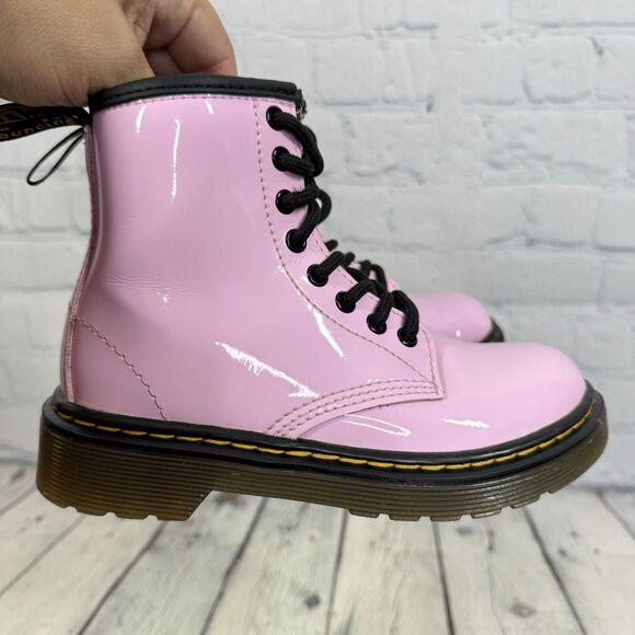 Dr Martens Combat Boots Girls Kids Size 12 Pink Lace Up Platform Shoes - Picture 12 of 14